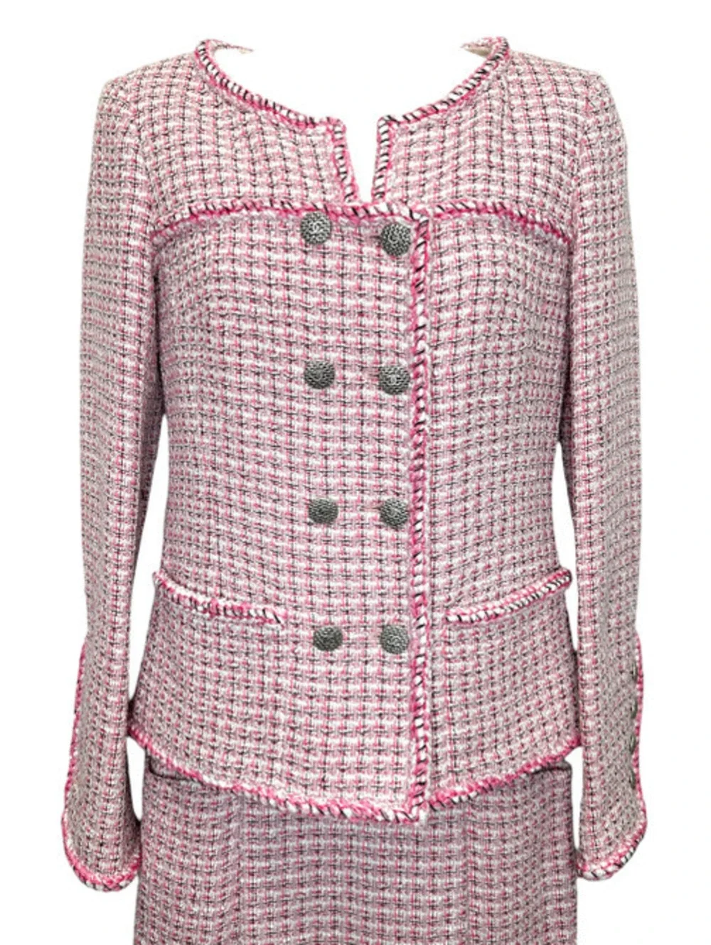 Chanel Pink Tweed Skirtsuit 2014 sz 34/36